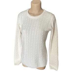 BASS Sweater Cable Knit Vintage Acrylic Ivory Size Medium